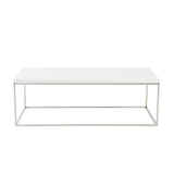 White and Chrome High Gloss Square Coffee Table