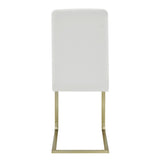 Set of Two Mod White and Gold Dining Chairs