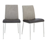 Set of Two Dark Gray Faux Faux Leather Side Chairs