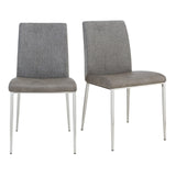 Set of Two Dark Brown and Gray Stainless Steel Chairs