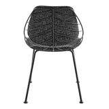 Set of Two Leaf Dark Gray Fabric and Black Dining Chairs