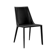 Sleek All Black Faux Leather Dining or Side Chair