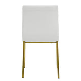 Set of Two Minimalist White Faux Faux Leather and Gold Chairs