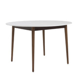 63" White And Brown Oval Dining Table