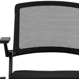 Set Of Two Black Polyester Blend Seat Swivel Task Chair Mesh Back Steel Frame