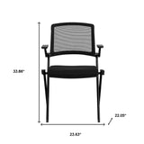 Set Of Two Black Polyester Blend Seat Swivel Task Chair Mesh Back Steel Frame