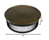 Round Black Drum Shaped Brass Coffee Table