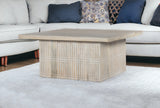 Rustic Graywash Carved Wood Storage Coffee Table