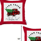 Set of 2 Christmas Buffalo Check Pick Up Truck Throw Pillows