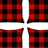 Set Of Four 18 X 18 Red And Black Plaid Zippered Polyester Christmas Throw Pillow