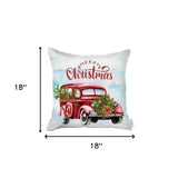 Set of 4 Merry Christmas Vintage Red Car Throw Pillows