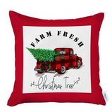 Set of 4 Christmas Buffalo Check Pick Up Truck Pillow Covers