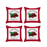 Set of 4 Christmas Buffalo Check Pick Up Truck Pillow Covers