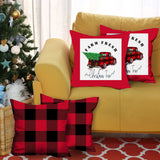 Set of 4 Red and Black Buffalo Plaid Throw Pillow Cover