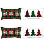 Set of 4 Christmas Plaid Lumbar Decorative Pillow Covers