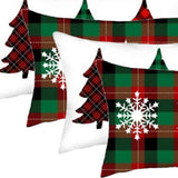 Set of 4 Christmas Plaid Lumbar Decorative Pillow Covers