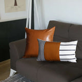 Set of 2 Geometric and Solid Throw Pillow Covers