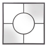 Graphite Geometric Design Square Metal Wall Mirror