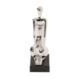 Modern Silver and Black Ustrasana Yoga Sculpture