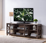 60" Brown Particle Board Mdf And Glass Cabinet Enclosed Storage TV Stand