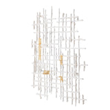 Contemporary Large White and Gold Geo Grid Wall Art