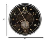 15" Vintage Look Black Wall Clock