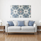 Azulejo Floral Pattern Wood Plank Wall Art