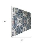 Azulejo Floral Pattern Wood Plank Wall Art