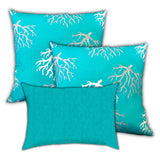 Set Of Three 19" X 19" Ocean Blue And White Zippered Coastal Throw Indoor Outdoor Pillow Cover