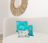 Set Of Three 19" X 19" Ocean Blue And White Zippered Nautical Throw Indoor Outdoor Pillow Cover