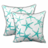 Set Of Three 19" X 19" Ocean Blue And White Zippered Coastal Throw Indoor Outdoor Pillow Cover