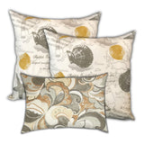 Set Of Three 19" X 19" White And Beige Seashells Zippered Nautical Throw Indoor Outdoor Pillow Cover