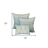 Set Of Three 19" X 19" Seafoam And White Zippered Polka Dots Throw Indoor Outdoor Pillow Cover