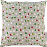 20" X 20" Red Gray And White Zippered 100% Cotton Polka Dots Throw Pillow Cover