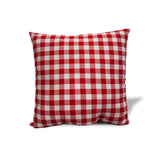 20" X 20" Red Gray And White Zippered 100% Cotton Plaid Throw Pillow Cover