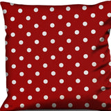 17" X 17" Red And White Zippered 100% Cotton Polka Dots Throw Pillow Cover