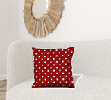 20" X 20" Red And White Zippered 100% Cotton Polka Dots Throw Pillow Cover