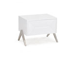 Modern Silky White Nightstand with One Drawer and Steel Legs