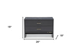 Modern Dark Gray Ash Nightstand with Two Drawers