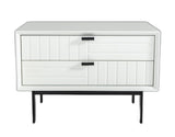 White Matte Contemporary Nightstand with Two Drawers