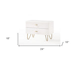 Contemporary Gray and Gold Nightstand with Two Drawers