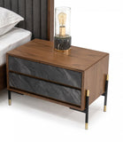 Natural Light Mocha Contemporary Nightstand with Two Drawers