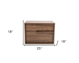 Modern Light Brown Walnut Nightstand with Two drawers