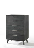 30" Grey Wash Solid Wood Five Drawer Chest