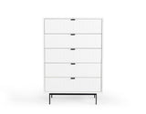 30" White Solid Wood Five Drawer Chest