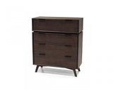 36" Walnut Brown Wood Contemporary Five Drawer Dresser