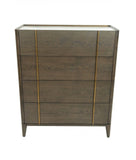 39" Dark Brown and gold Solid Wood Four Drawer Dresser