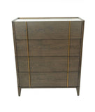 39" Dark Brown and gold Solid Wood Four Drawer Dresser