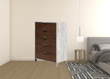 35" Dark Walnut And Grey Manufactured Wood Five Drawer Chest