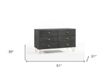 65" Acacia Solid Wood Six Drawer Double Dresser